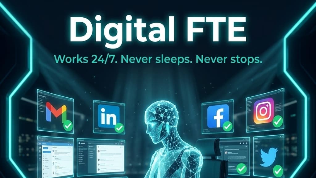 A Digital FTE working a 24/7 shift across Gmail, LinkedIn, Facebook, and Instagram from one console