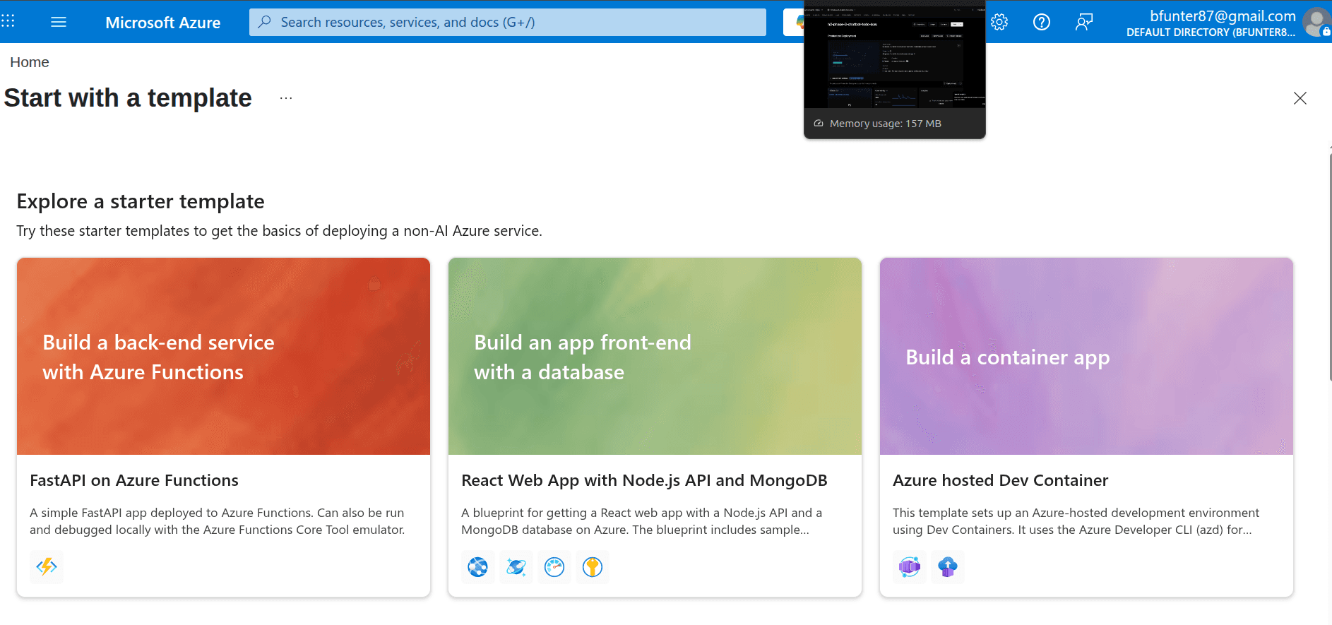 Azure Cloud Dashboard screenshot 1